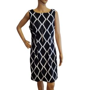Ab Studio Black And White Sleeveless Shift Dress Size 10